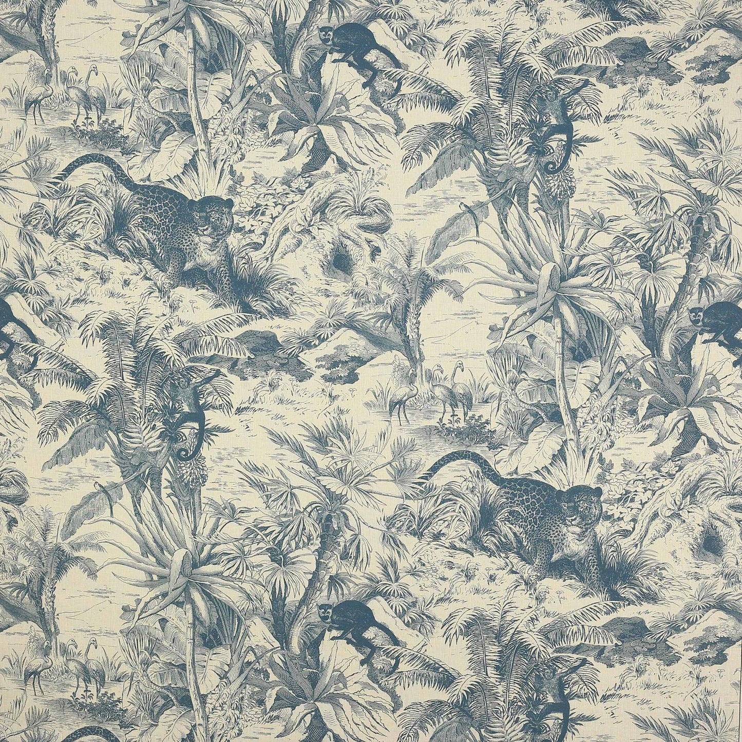 Salvator Lin Fabric - Bleu - Manuel Canovas - M4044-04 - Premier Wallcovering