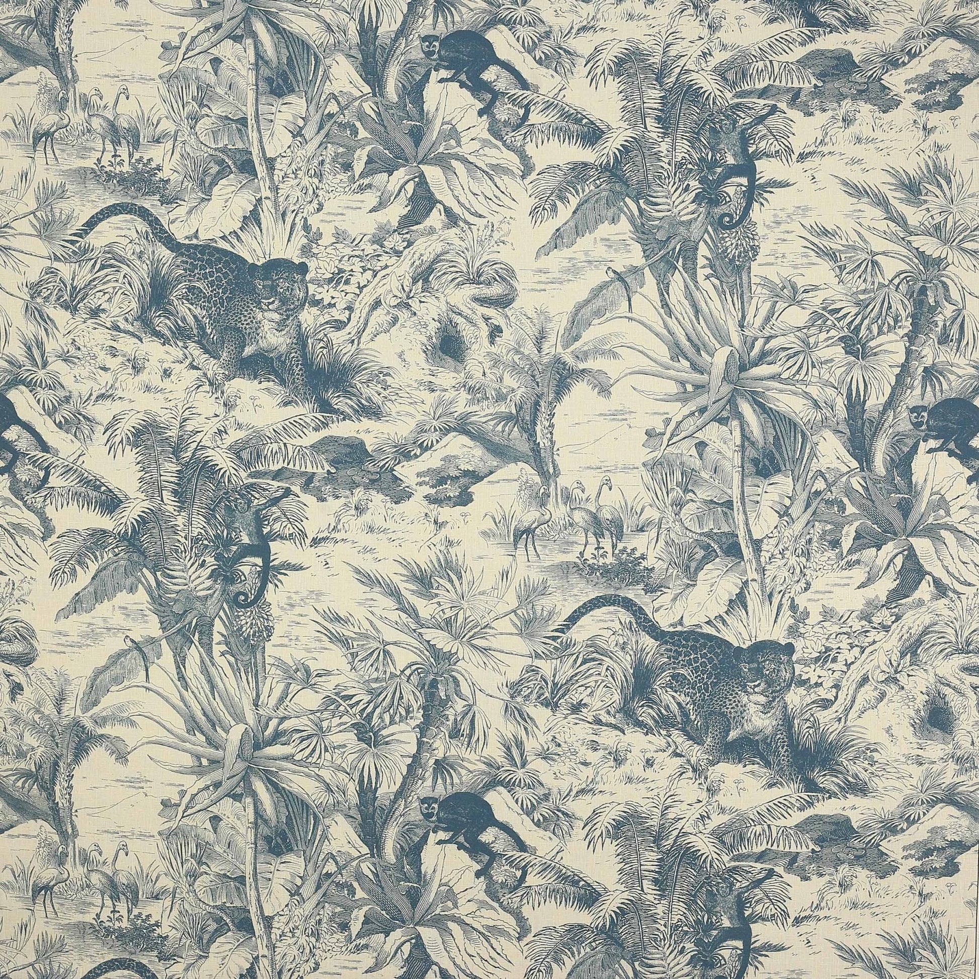 Salvator Lin Fabric - Bleu - Manuel Canovas - M4044-04 - Premier Wallcovering