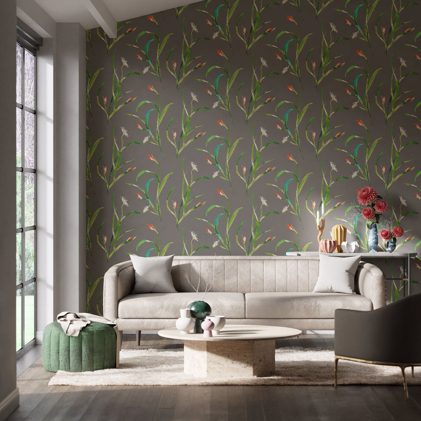Saona Wallpaper - Kiwi/Charcoal - HZAP111758 - Harlequin - Premier Wallcovering