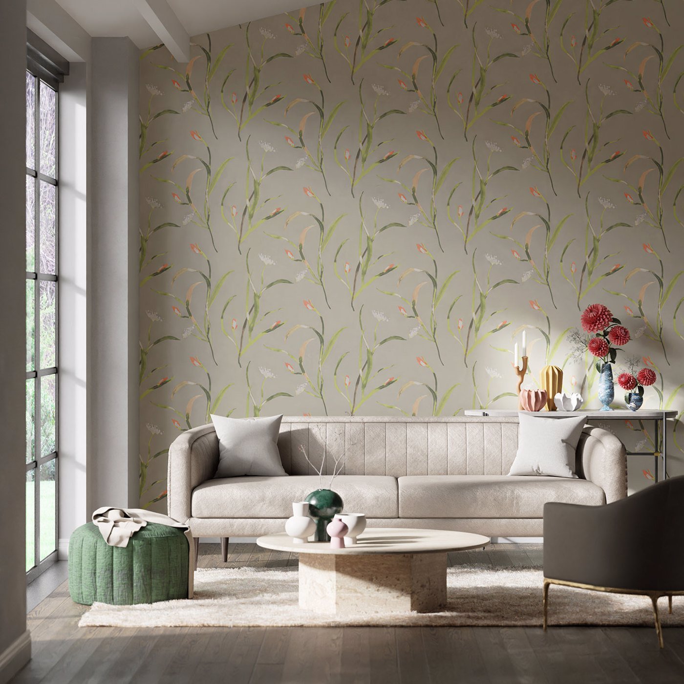 Saona Wallpaper - Coral/Silver - Harlequin - HZAP111756