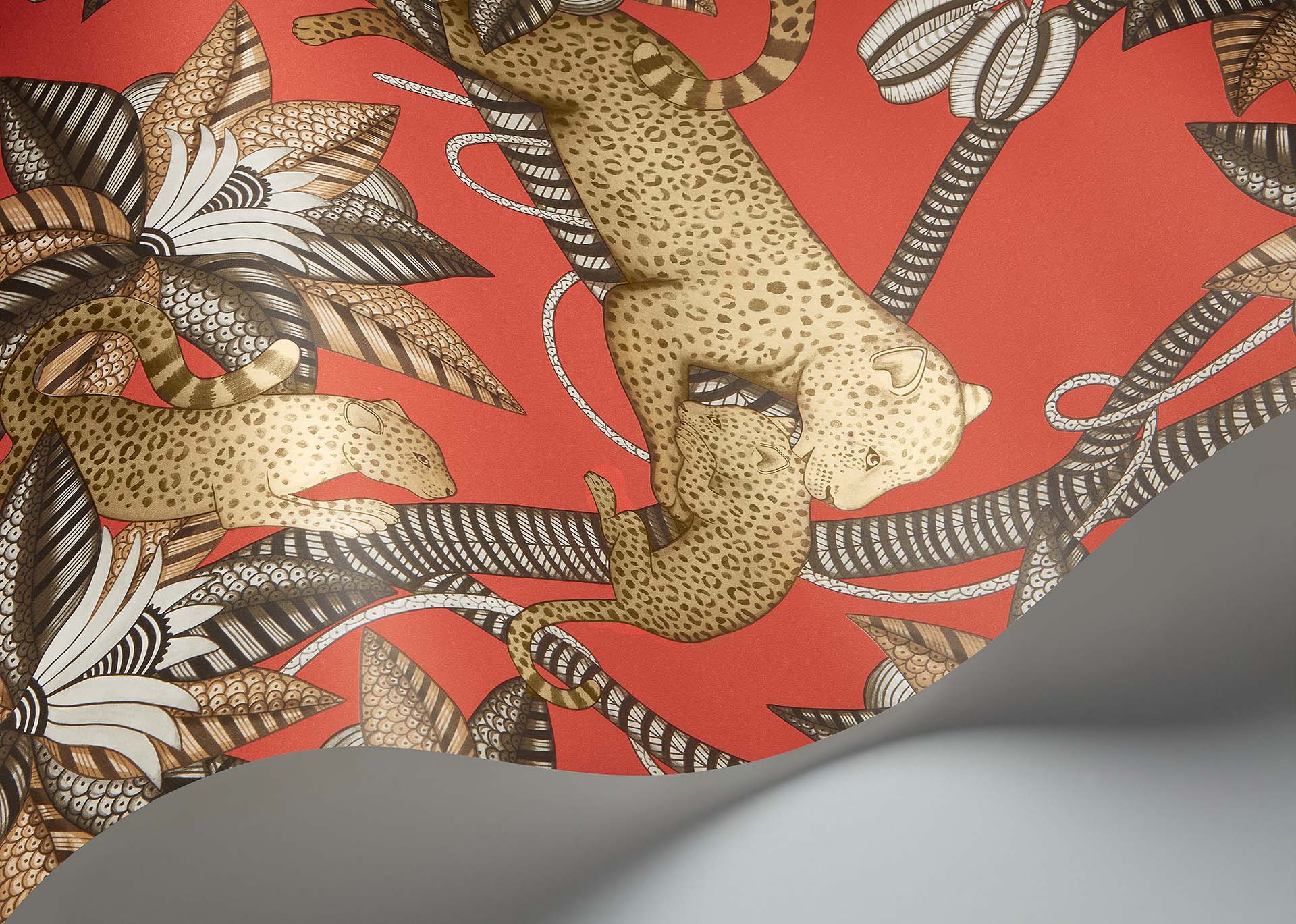 Satara Wallpaper - Soot & Metallic Gold on Rouge - 119/3014 - Cole & Son - Premier Wallcovering