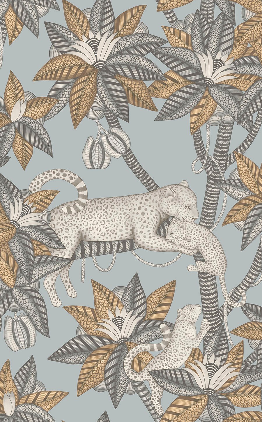 Satara Wallpaper - Slate & White Mica on Print Room Blue - 119/3012 - Cole & Son - Premier Wallcovering