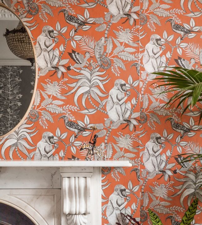 Savuti Wallpaper - Soot on Tangerine - 109/1001 - Cole & Son - Premier Wallcovering