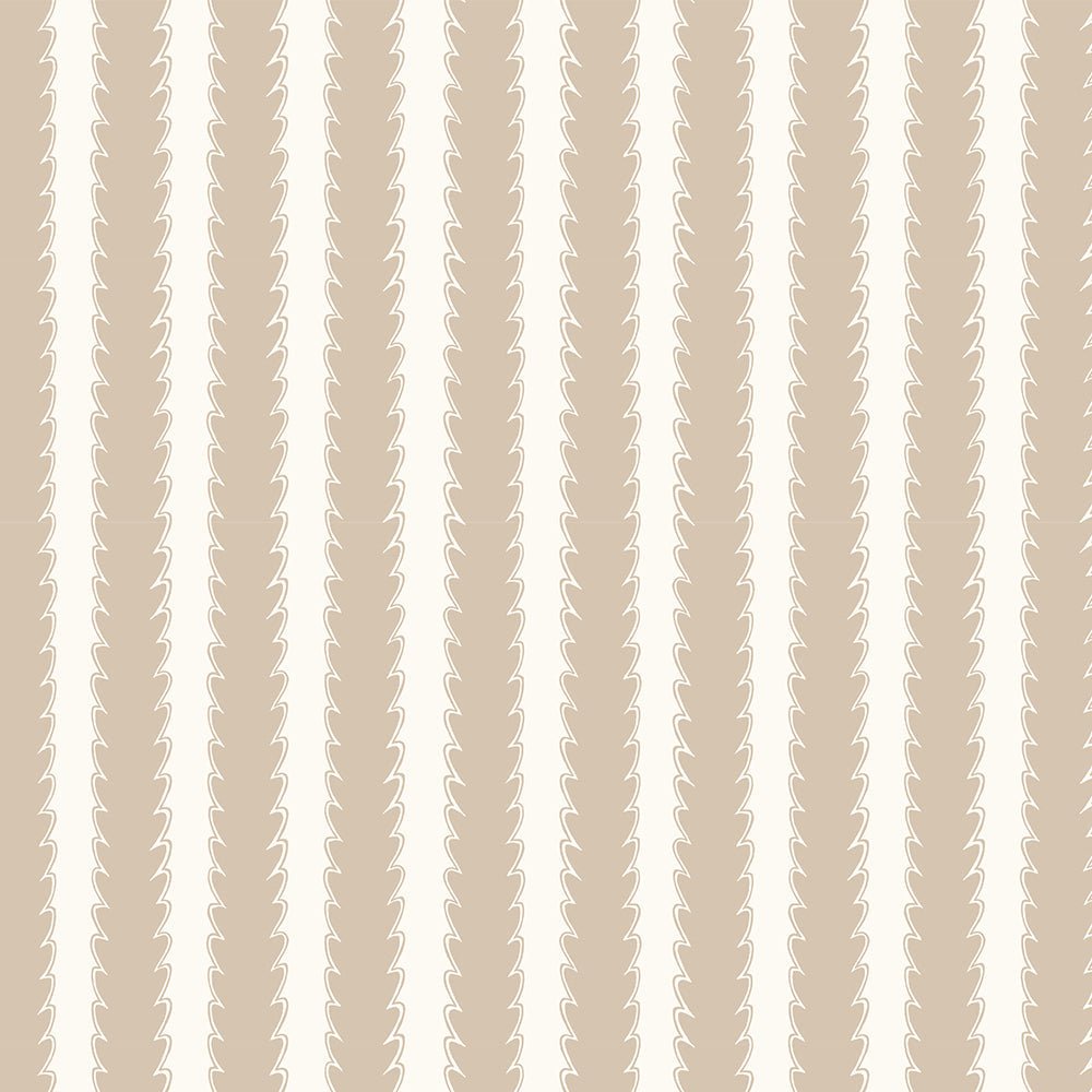 Scallop Stripe Wallpaper - Cromwell Stone - Hilles White - Josephine Munsey - SCA-027-037 - Premier Wallcovering