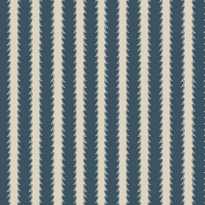 Scallop Stripe Wallpaper - Beakster Blue - Edge Sand - Josephine Munsey - SCA-001-014 - Premier Wallcovering