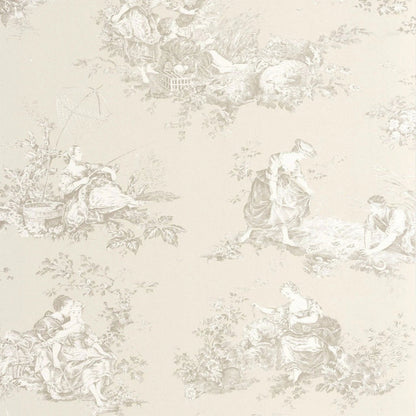 Scene D'ete Les Belles Toiles De Jouy 2 Wallpaper - Beige Lin - Casadeco - 87911212 - Premier Wallcovering