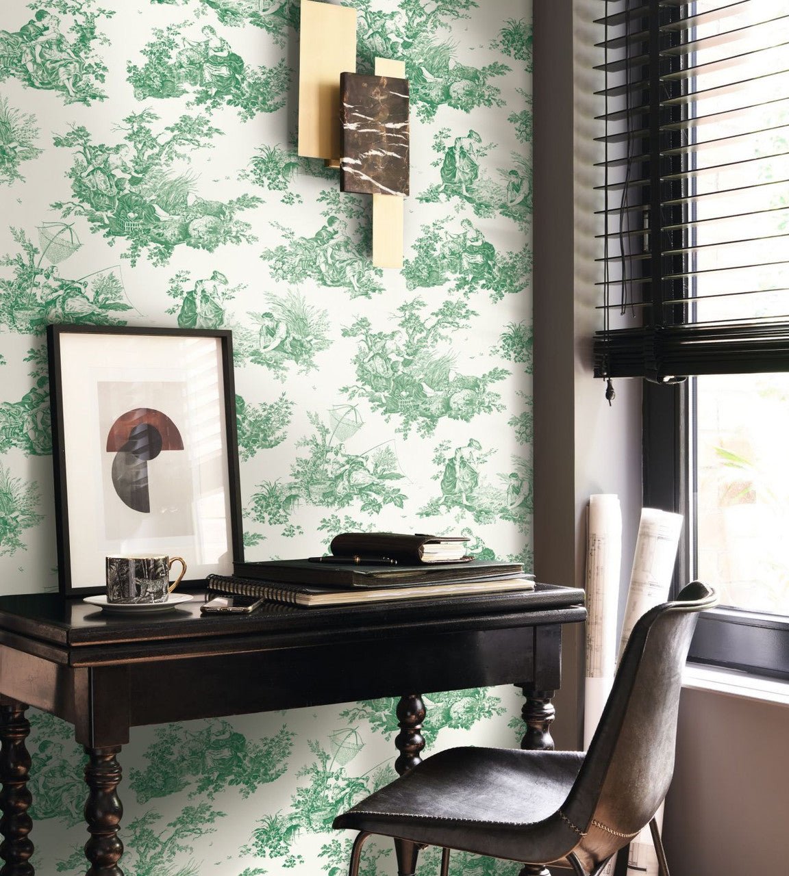 Scene D'Ete Les Belles Toiles De Jouy Wallpaper - Vert Empire - Casadeco - 87917710 - Premier Wallcovering