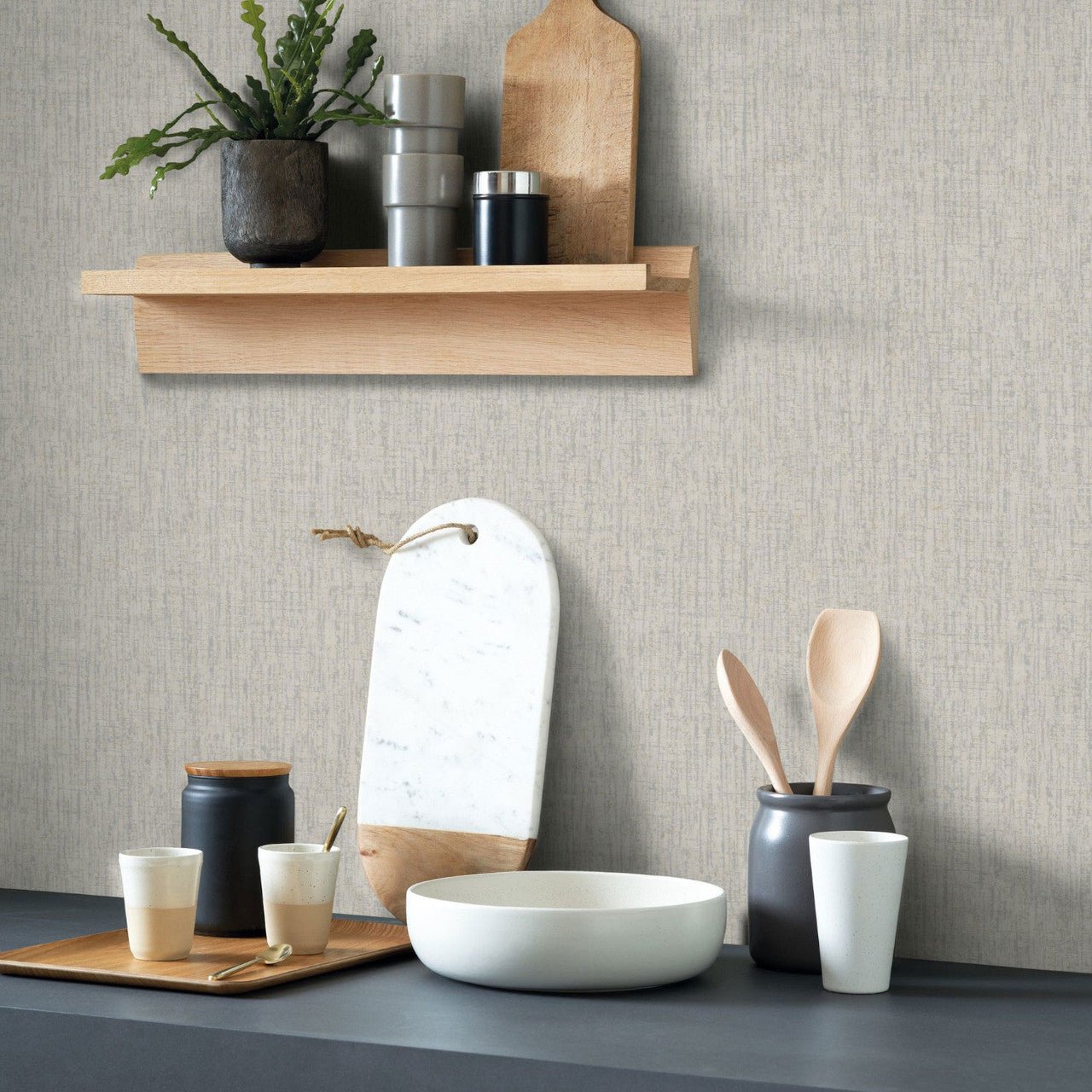 Scribe Babylone Wallpaper - Gris Tourterelle - Casadeco - 89759133 - Premier Wallcovering