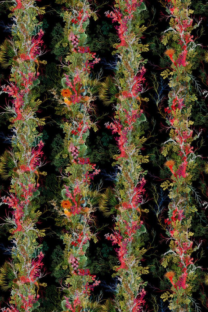 Seaweed Column Wallpaper - Black - Timorous Beasties - SSC/SCOL/STCB/01 - Premier Wallcovering