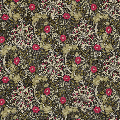 Seaweed Fabric - Ebony/Poppy - Morris & Co - 224471 - Premier Wallcovering