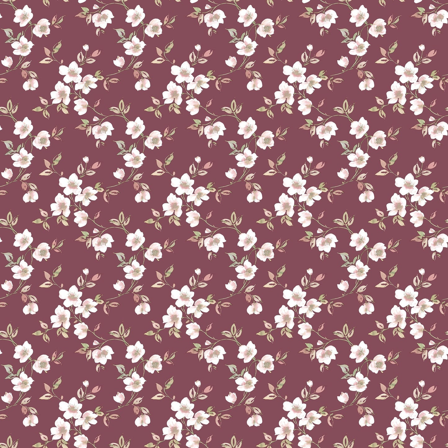 Secret Garden Anemone Mini Wallpaper - Cranberry / Pink / Green - Galerie - G78482 - Premier Wallcovering