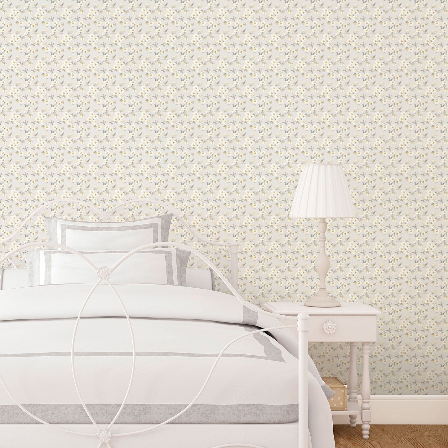 Secret Garden Anemone Mini Wallpaper - Grey / Yellow - Galerie - G78486 - Premier Wallcovering