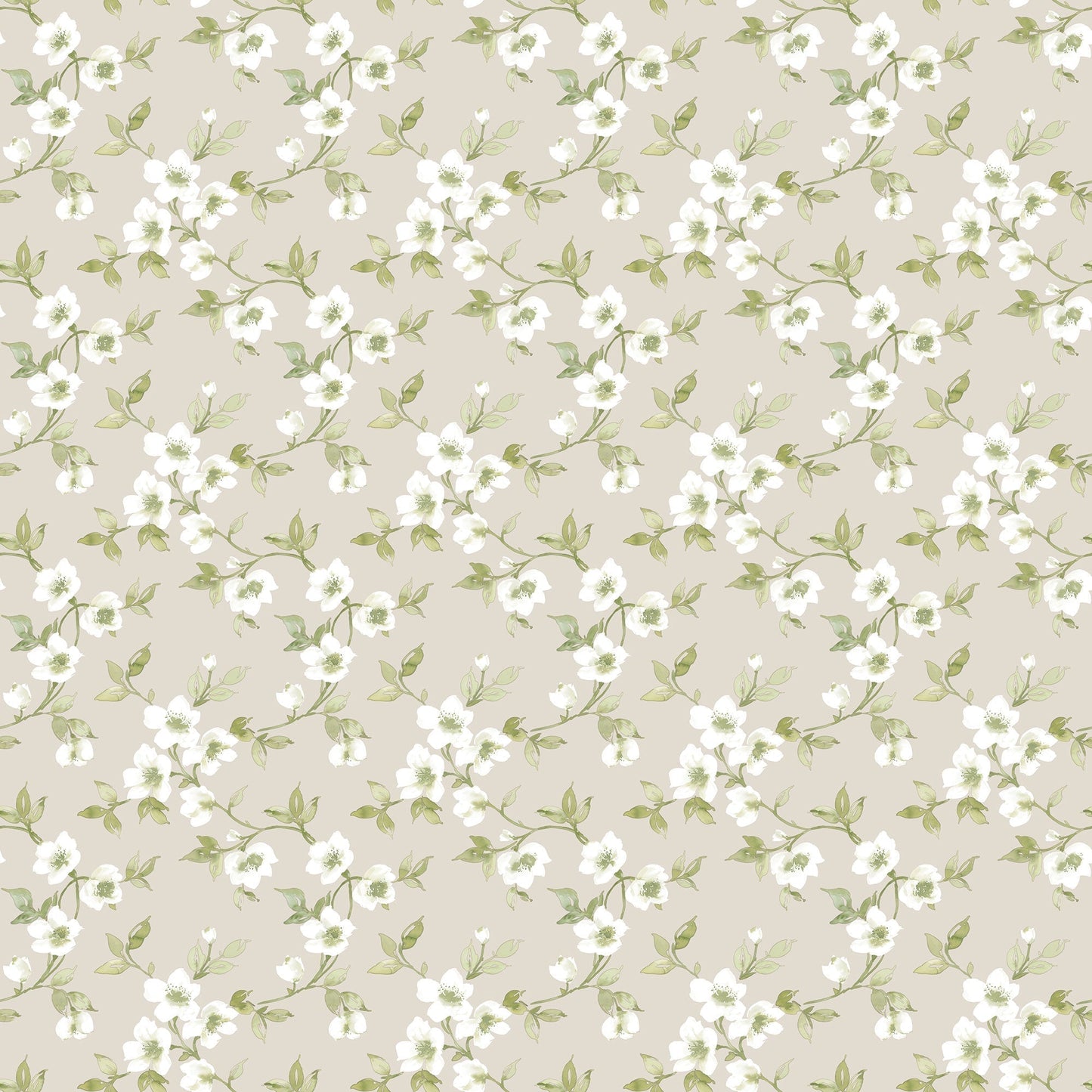 Secret Garden Anemone Mini Wallpaper - Taupe / Green - Galerie - G78488 - Premier Wallcovering