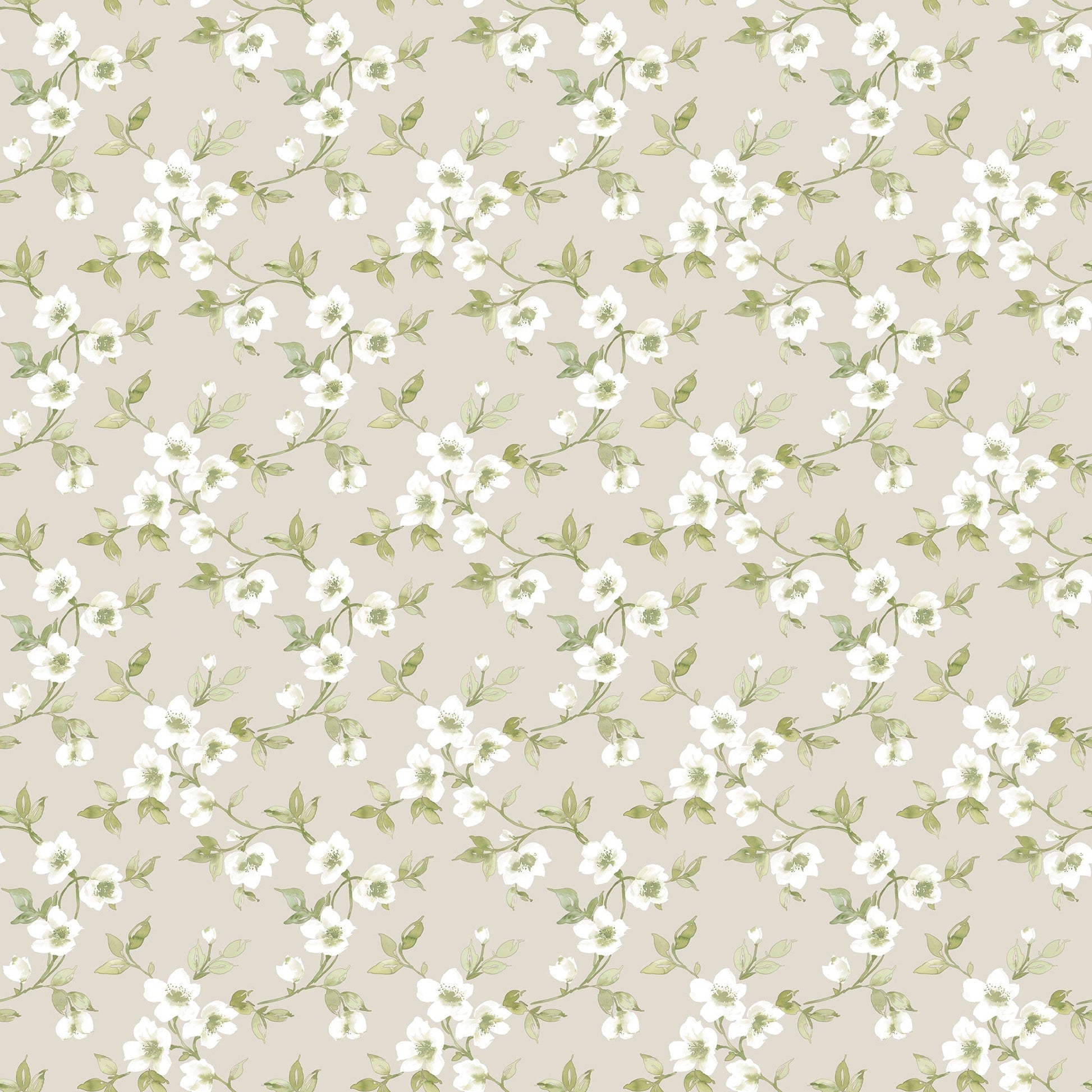 Secret Garden Anemone Mini Wallpaper - Taupe / Green - Galerie - G78488 - Premier Wallcovering