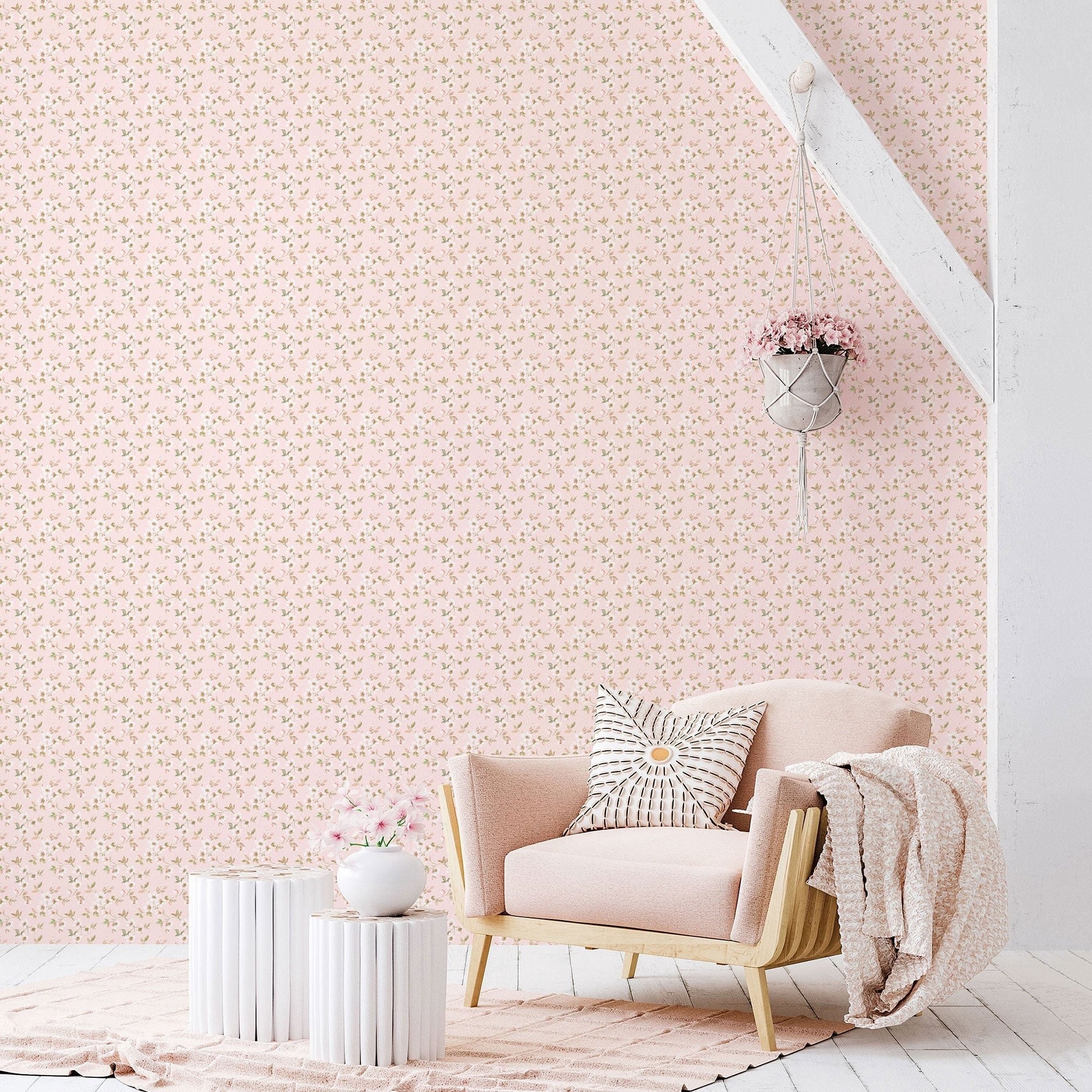 Secret Garden Anemone Mini Wallpaper - Pink / Green - Galerie - G78487 - Premier Wallcovering