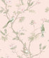 Secret Garden Classic Bird Trail Wallpaper - Pink / Green - Galerie - G78493 - Premier Wallcovering