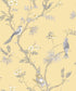 Secret Garden Classic Bird Trail Wallpaper - Yellow / Grey - Galerie - G78494 - Premier Wallcovering