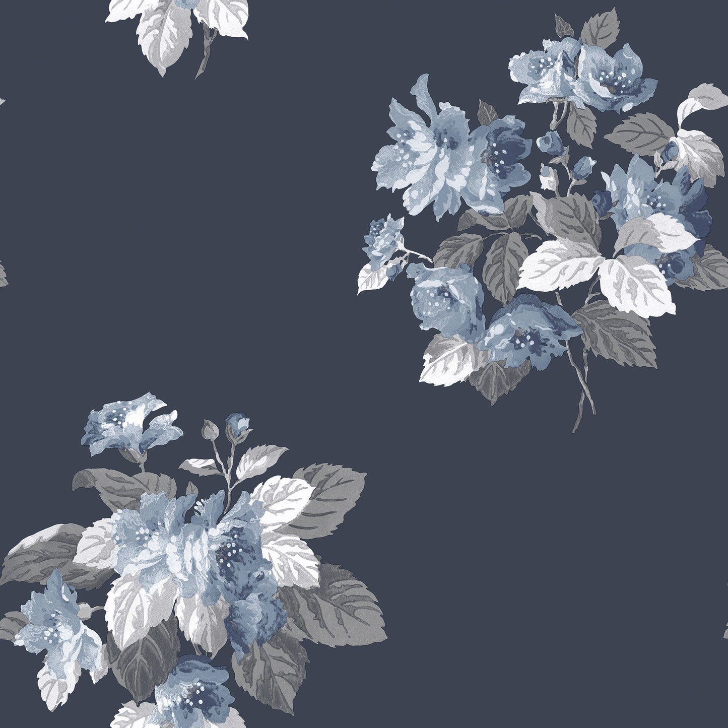 Secret Garden Classic Bouquet Wallpaper - Navy / Blue - Galerie - G78498 - Premier Wallcovering