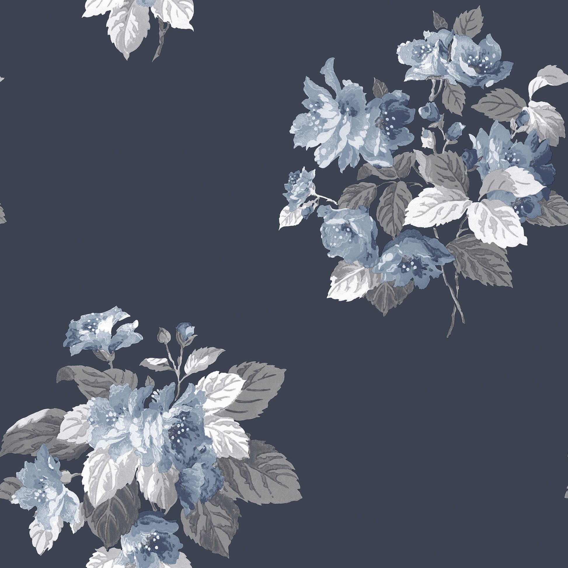Secret Garden Classic Bouquet Wallpaper - Navy / Blue - Galerie - G78498 - Premier Wallcovering