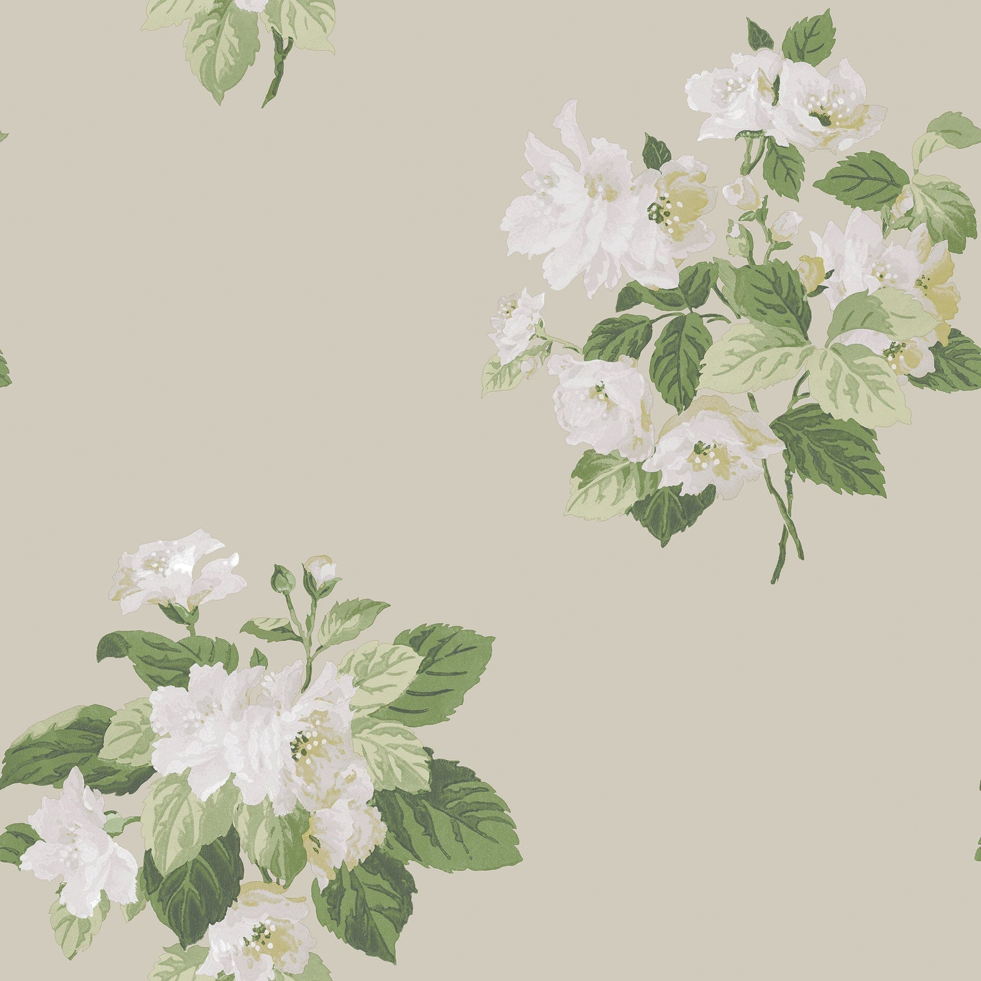 Secret Garden Classic Bouquet Wallpaper - Taupe / Green - Galerie - G78500 - Premier Wallcovering