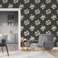 Secret Garden Classic Bouquet Wallpaper - Black / Green / Taupe - Galerie - G78495 - Premier Wallcovering