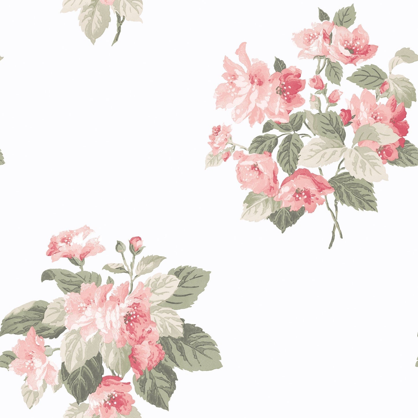 Secret Garden Classic Bouquet Wallpaper - Pink / Sage Green / White - Galerie - G78499 - Premier Wallcovering