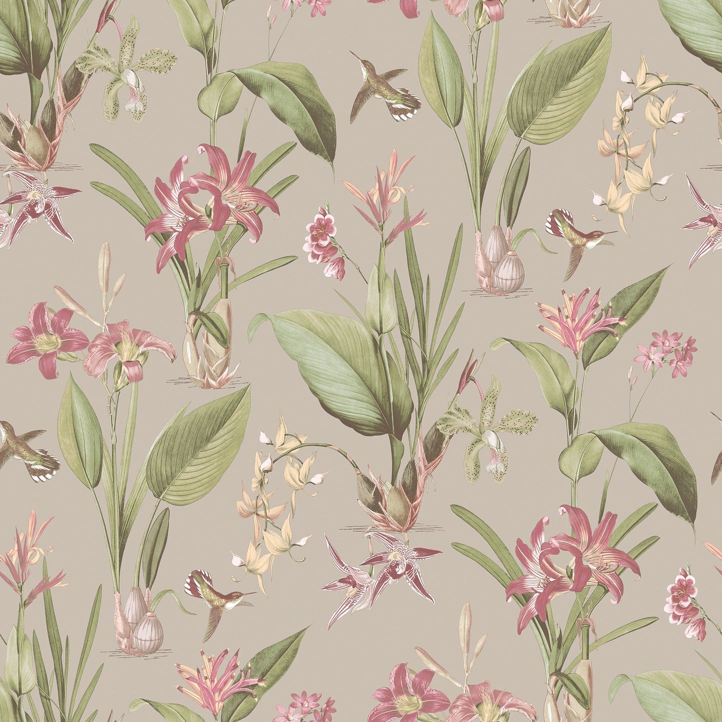 Secret Garden Cottage Botanical Wallpaper - Taupe / Sage Green / Rust - Galerie - G78507 - Premier Wallcovering