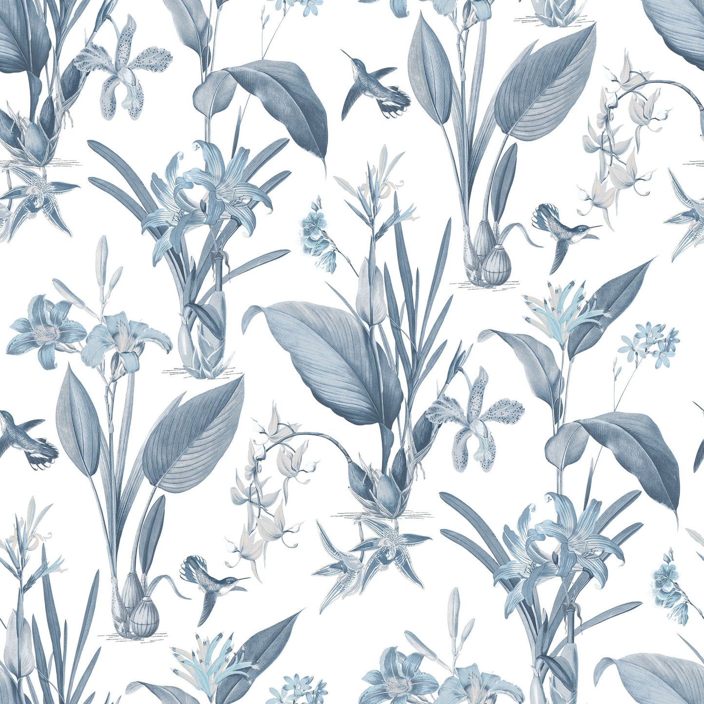 Secret Garden Cottage Botanical Wallpaper - Blue - Galerie - G78504 - Premier Wallcovering