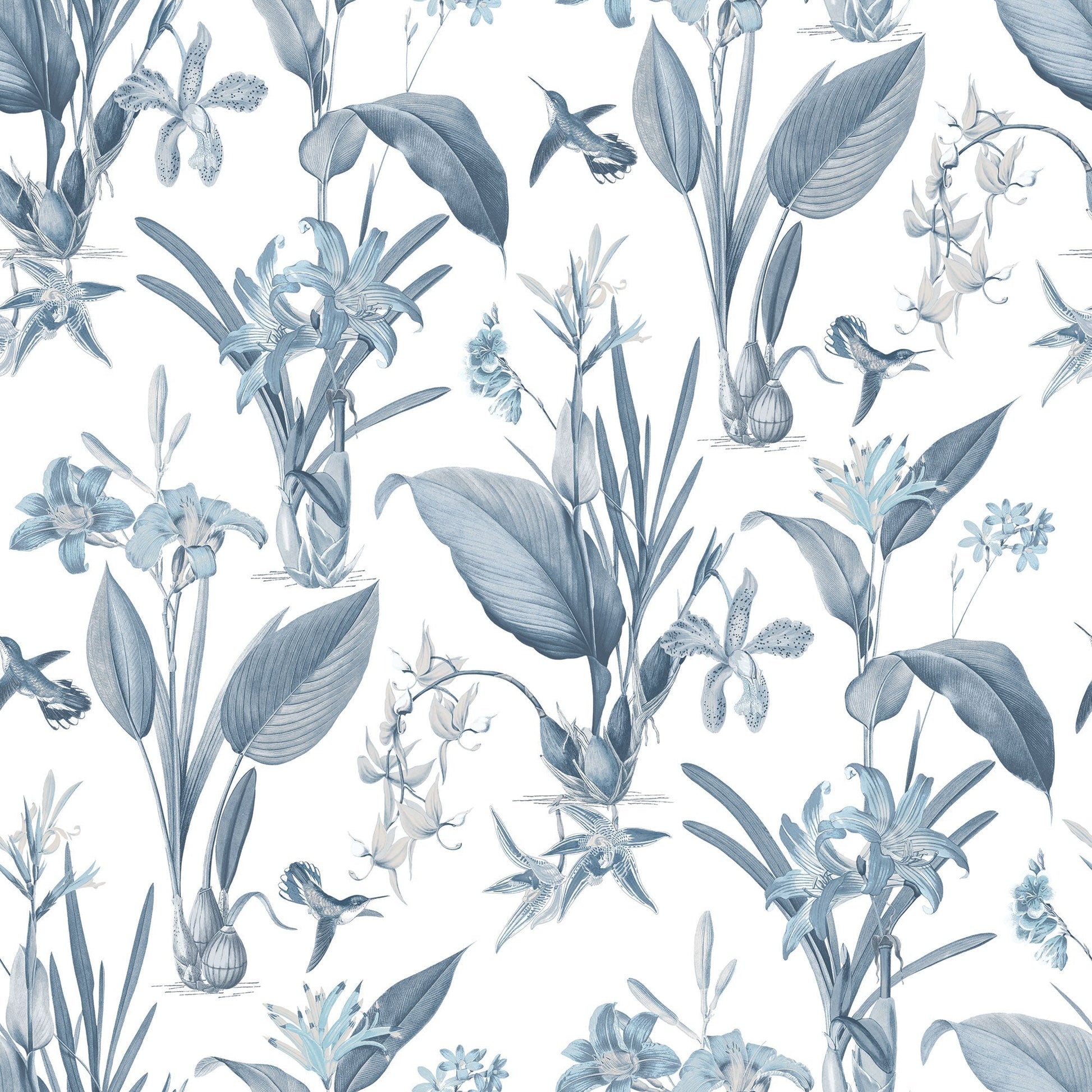 Secret Garden Cottage Botanical Wallpaper - Blue - Galerie - G78504 - Premier Wallcovering