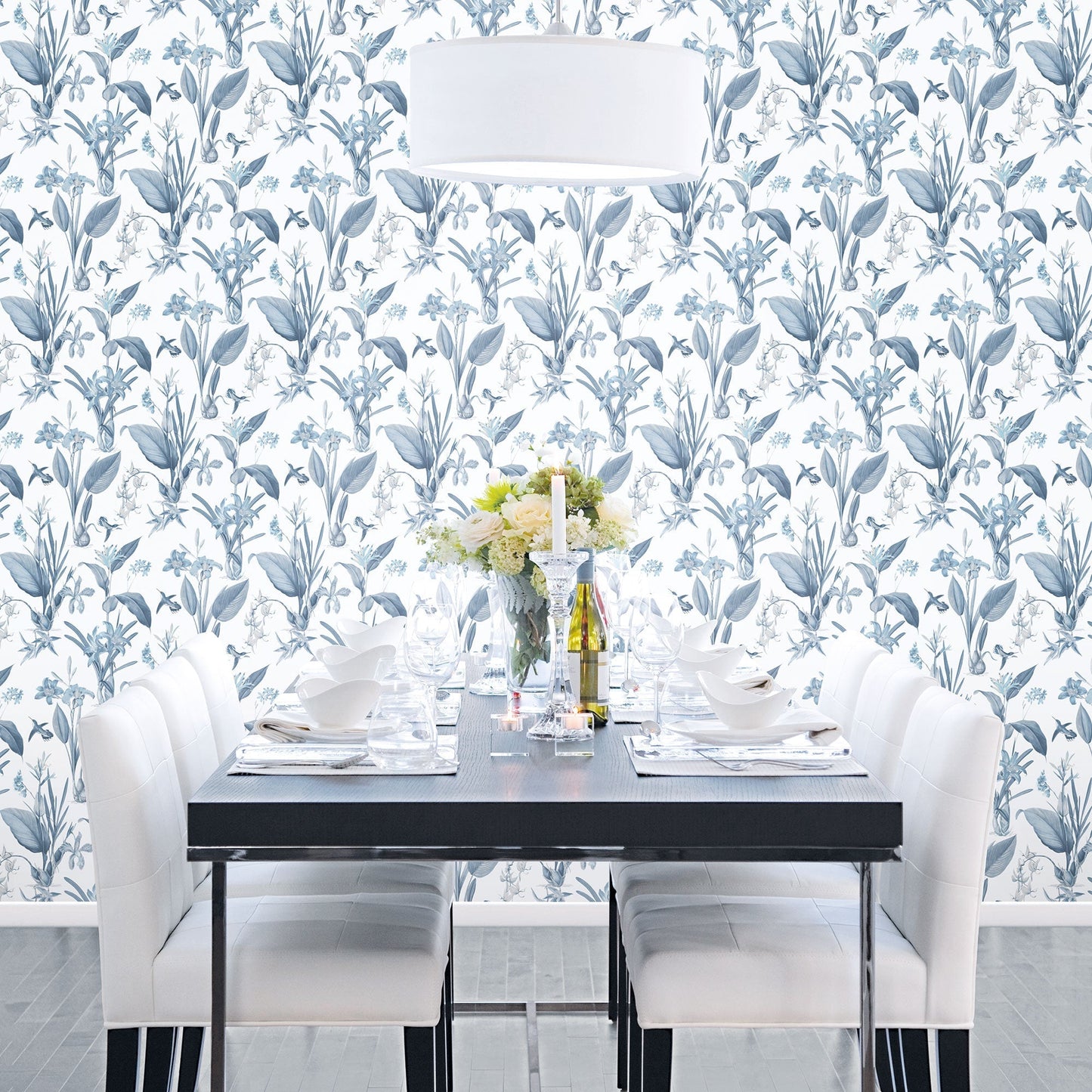 Secret Garden Cottage Botanical Wallpaper - Blue - Galerie - G78504 - Premier Wallcovering