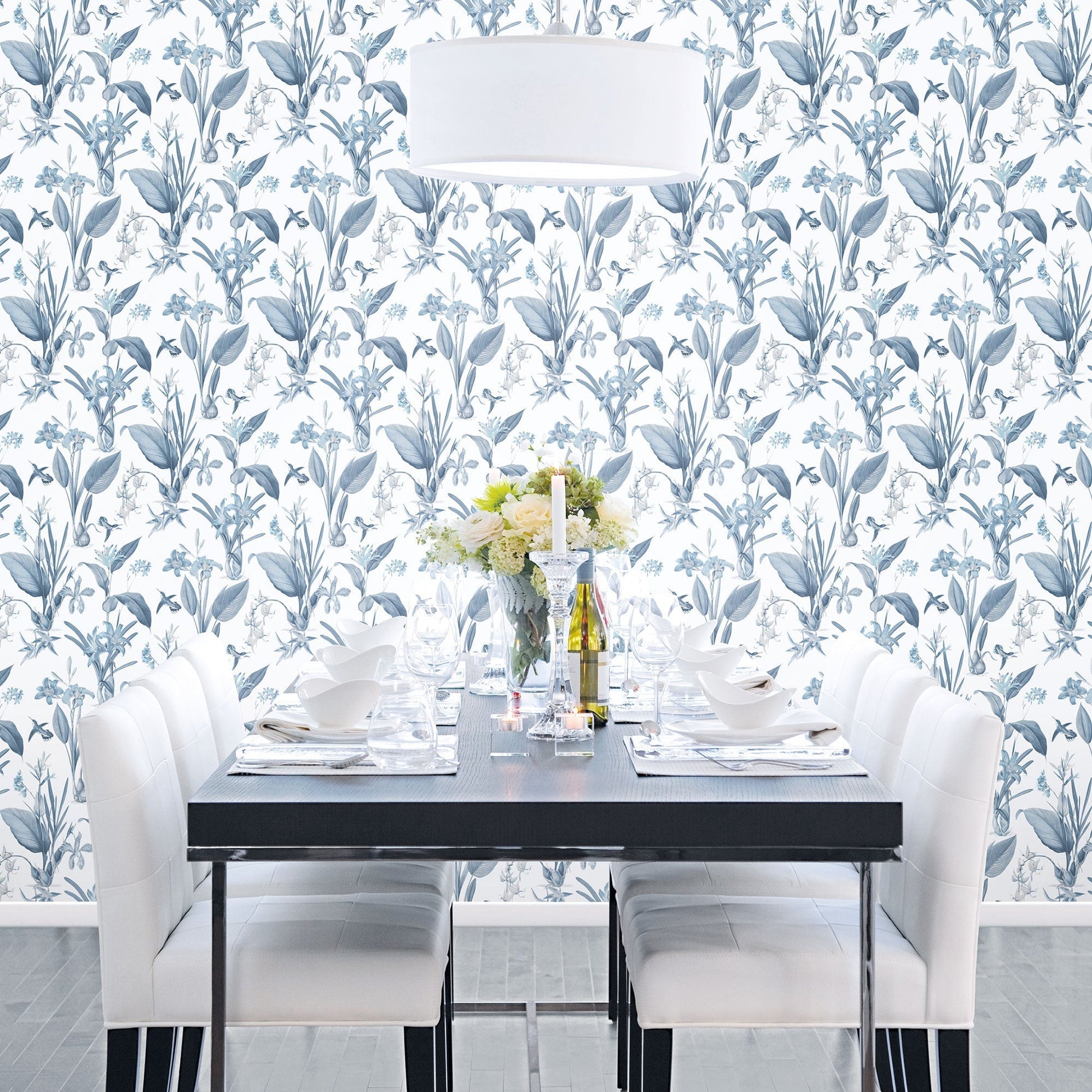 Secret Garden Cottage Botanical Wallpaper - Blue - Galerie - G78504 - Premier Wallcovering
