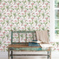 Secret Garden Cottage Botanical Wallpaper - Pink / Sage Green / White - Galerie - G78506 - Premier Wallcovering