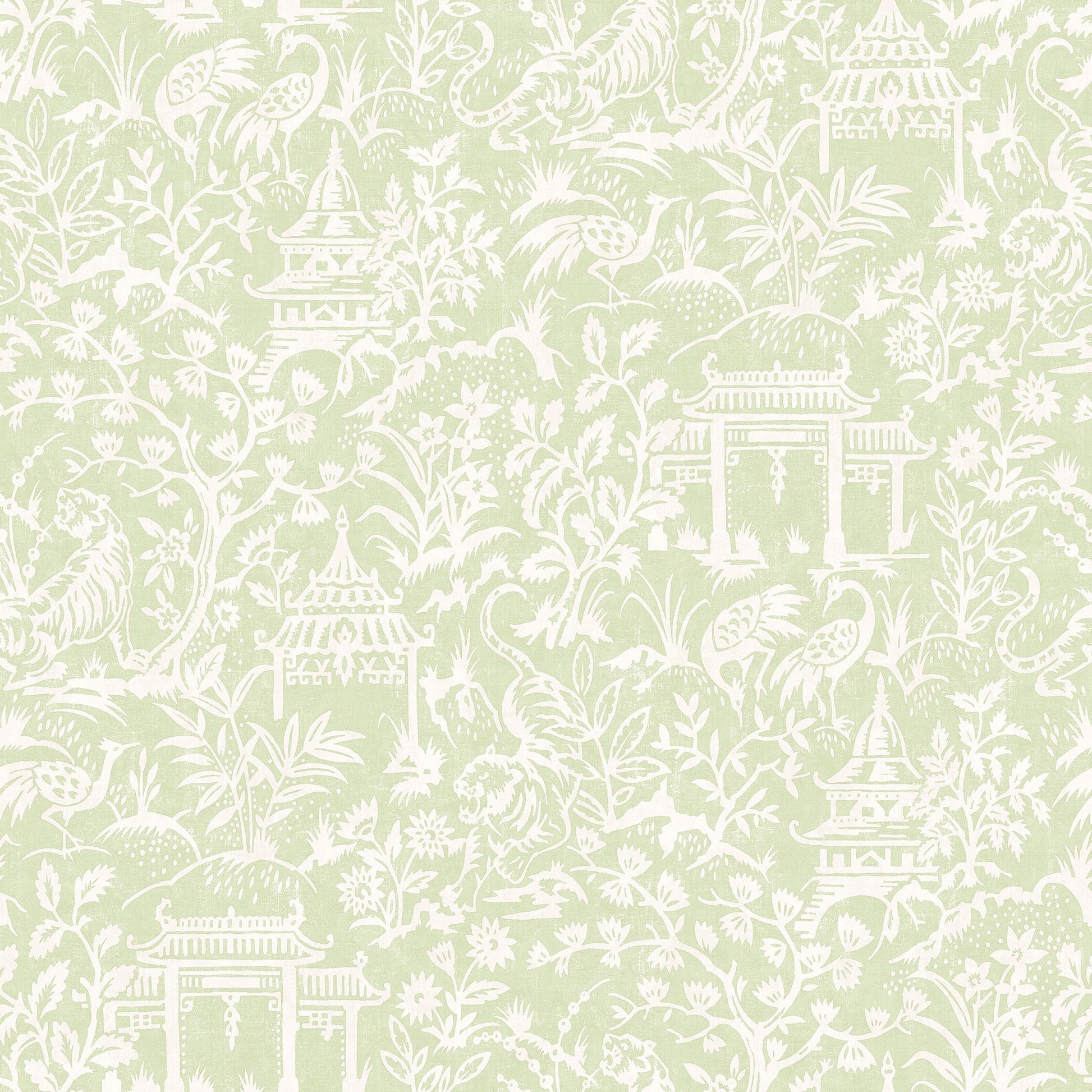 Secret Garden Garden Toile Wallpaper - Green - Galerie - G78509 - Premier Wallcovering