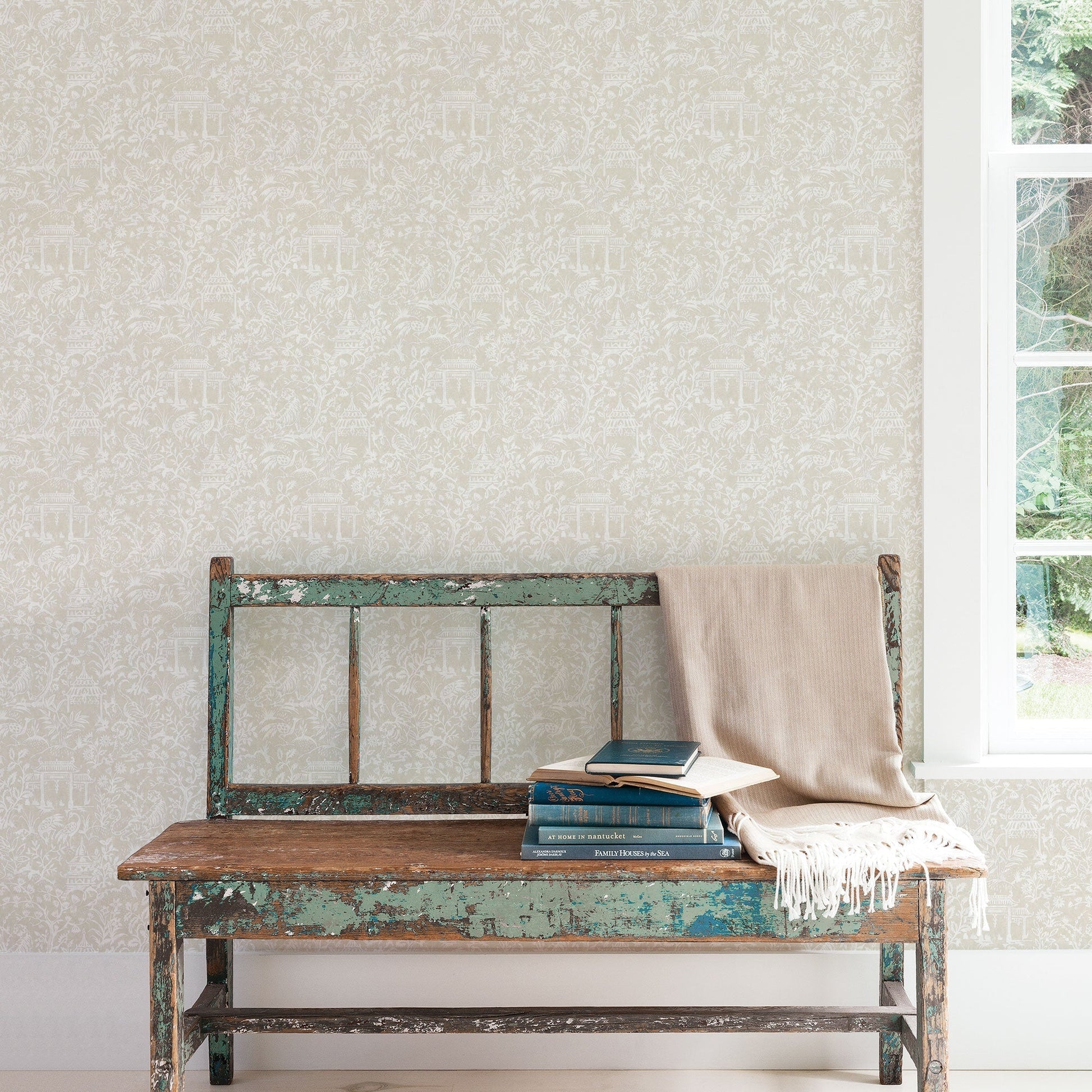 Secret Garden Garden Toile Wallpaper - Taupe - Galerie - G78512 - Premier Wallcovering