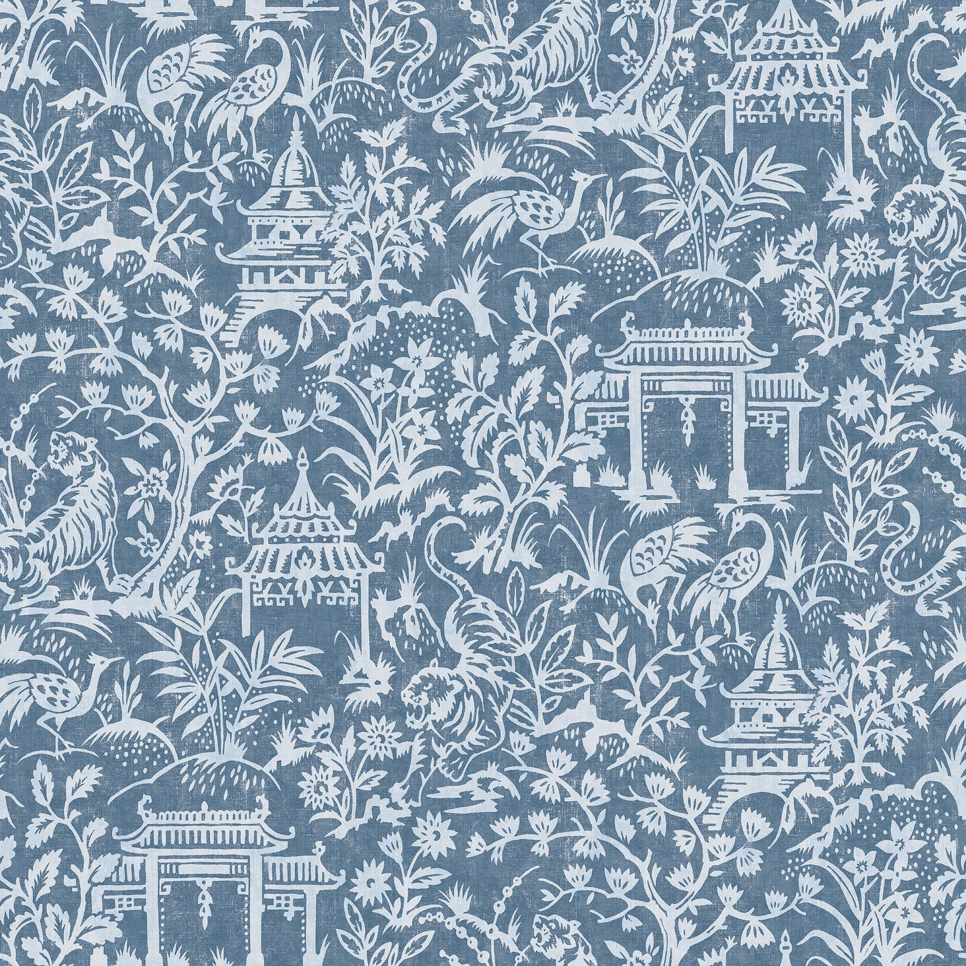 Secret Garden Garden Toile Wallpaper - Blue - Galerie - G78508 - Premier Wallcovering