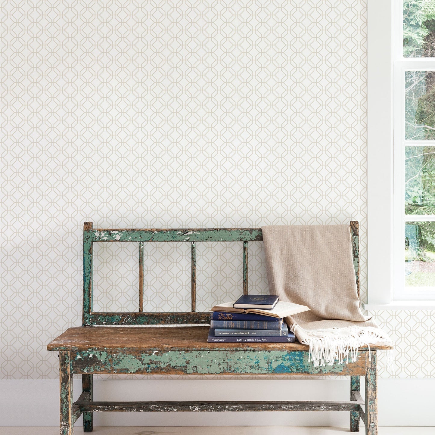 Secret Garden Trellis Negative Wallpaper - Taupe - Galerie - G78529 - Premier Wallcovering