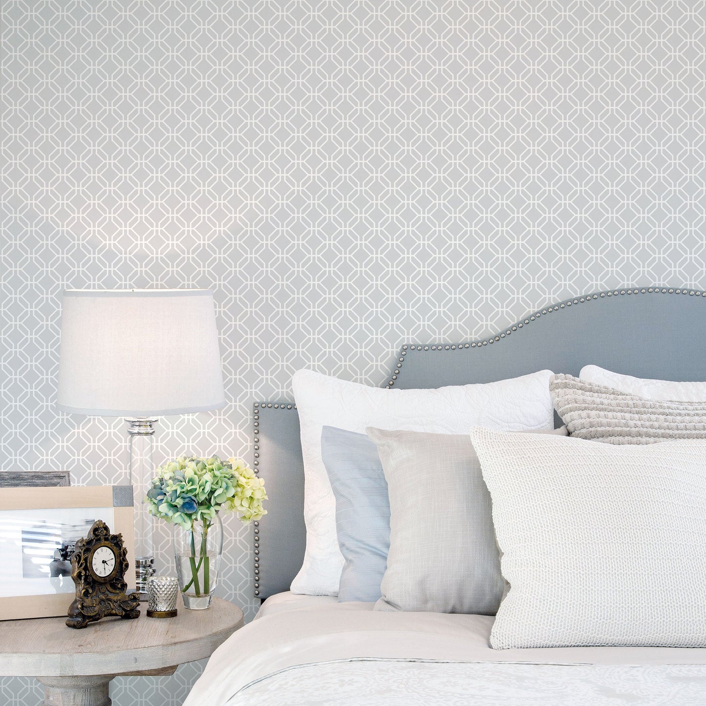 Secret Garden Trellis Negative Wallpaper - Grey - Galerie - G78522 - Premier Wallcovering