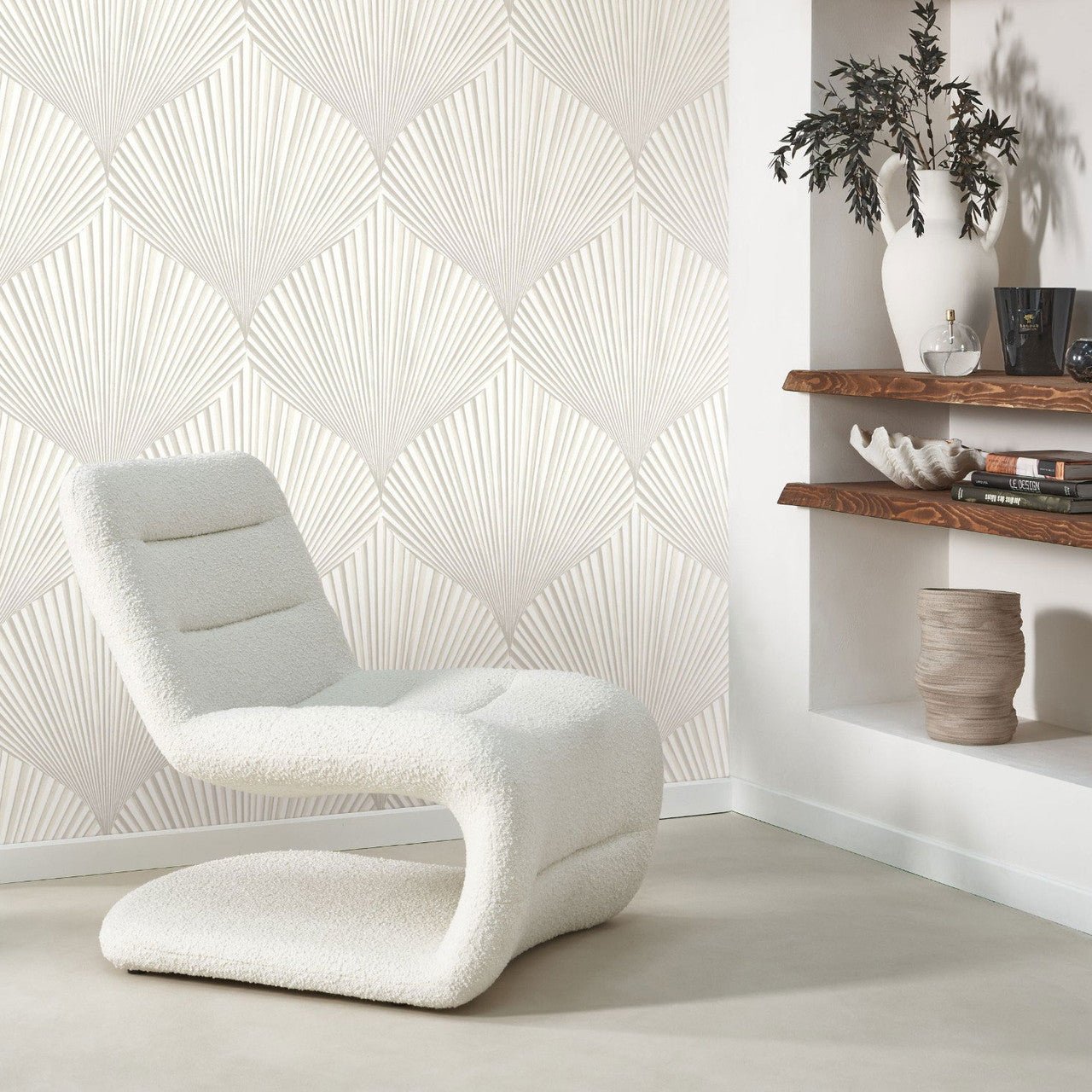 Semiramis Babylone Wallpaper - Blanc Coton - Casadeco - 89760211 - Premier Wallcovering