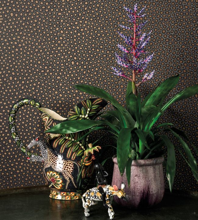 Senzo Spot Wallpaper - Charcoal & Metallic Gold - 109/6032 - Cole & Son - Premier Wallcovering