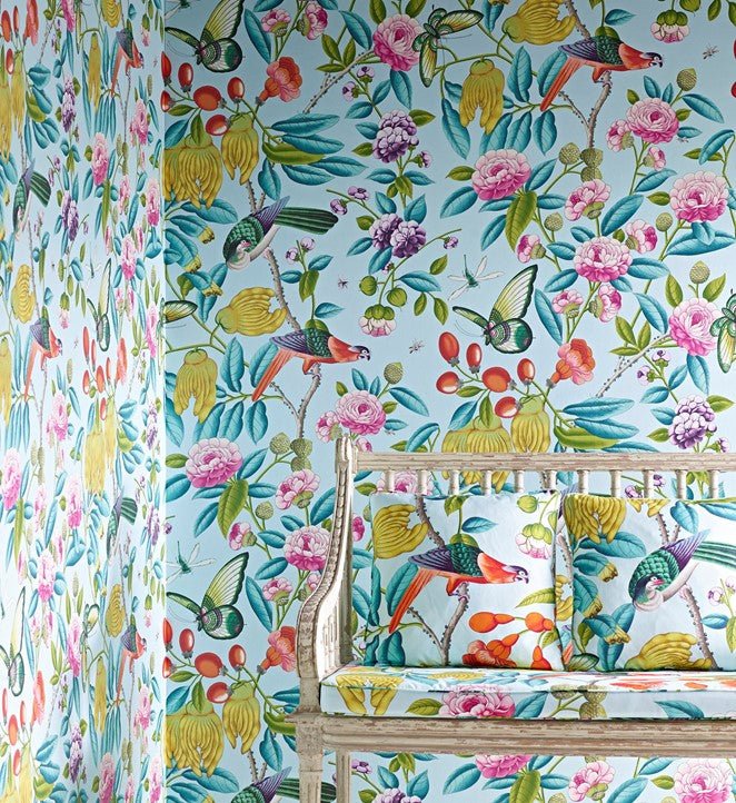 Serendip Fabric - Turquoise - Manuel Canovas - 04811/01 - Premier Wallcovering