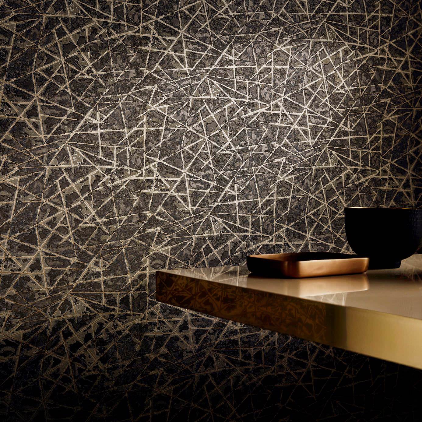 Shatter Wallpaper - Gold/Zinc - EANV111851 - Harlequin - Premier Wallcovering