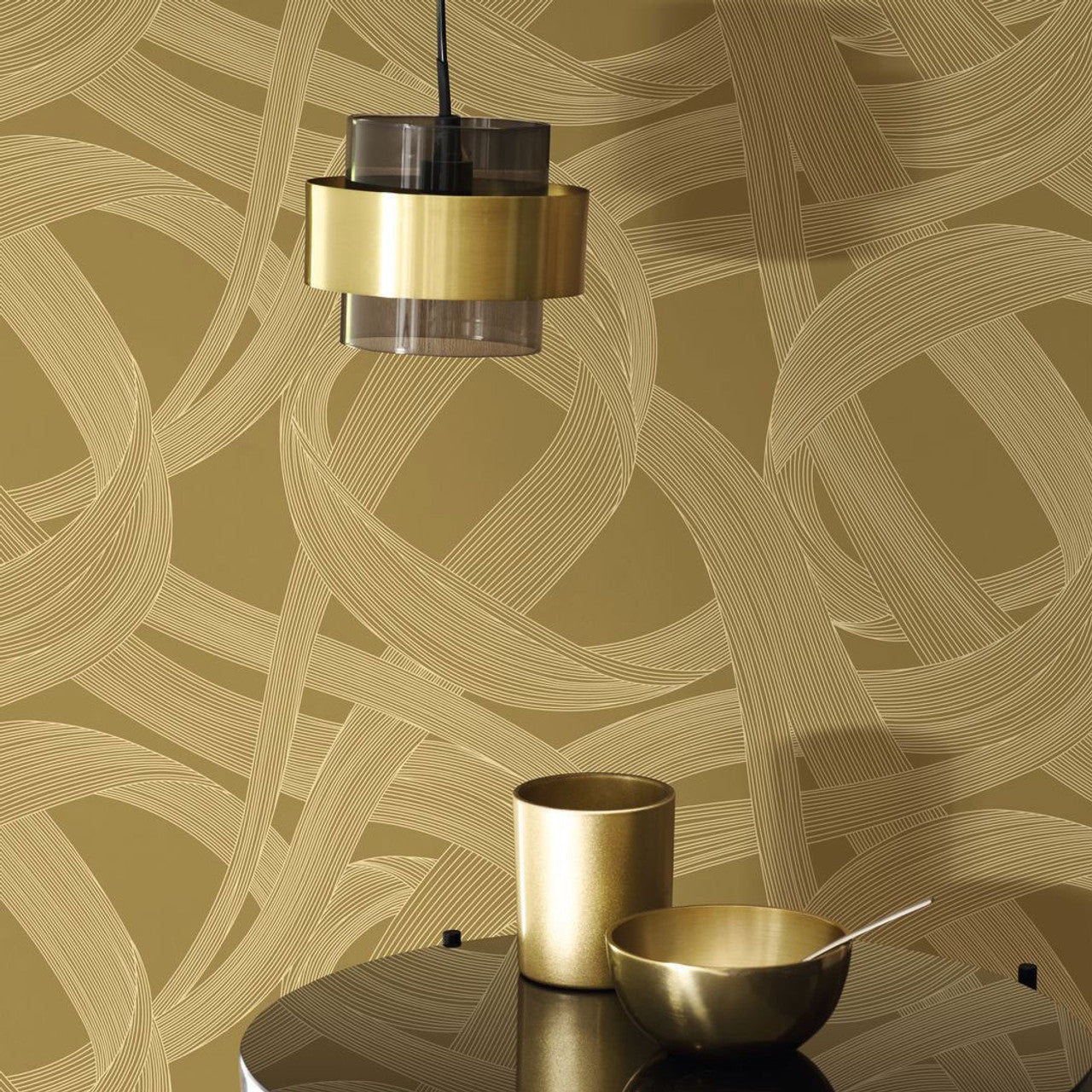 Shimmy Annees Folles Wallpaper - Olive - Casadeco - 201062732 - Premier Wallcovering