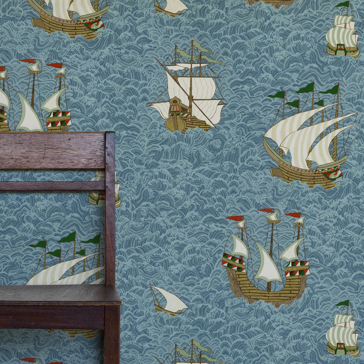 Ships Wallpaper - Sea Blue - Josephine Munsey - JMW-103311 - Premier Wallcovering