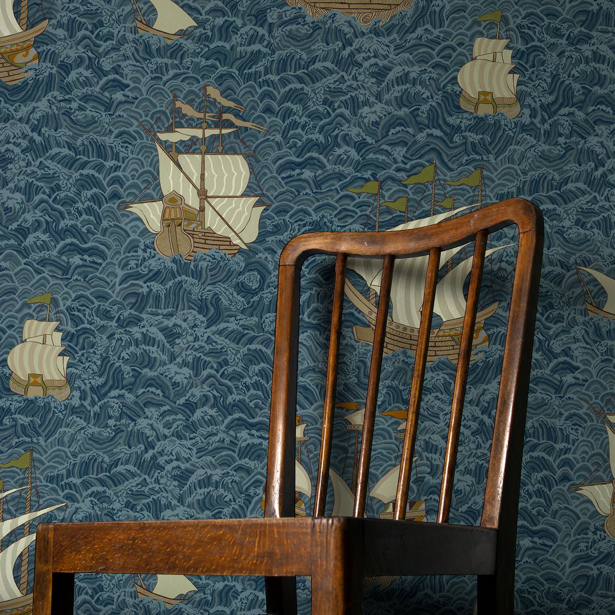 Ships Wallpaper - Dark Blue - Josephine Munsey - JMW-103321 - Premier Wallcovering