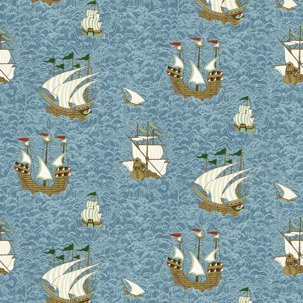Ships Wallpaper - Sea Blue - Josephine Munsey - JMW-103311 - Premier Wallcovering