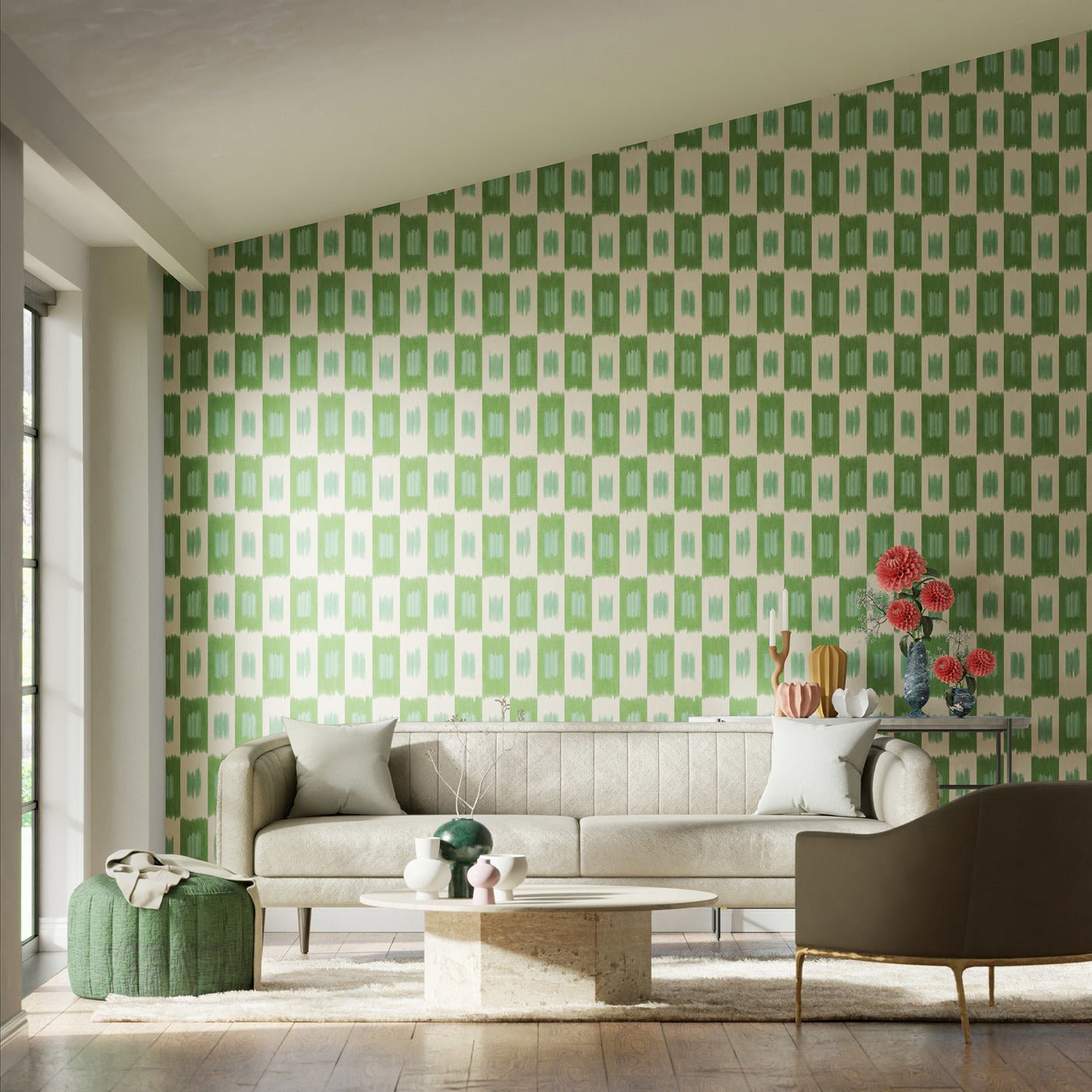 Shiruku Wallpaper - Emerald/Forest/Silver Willow - Harlequin - HQN3112921