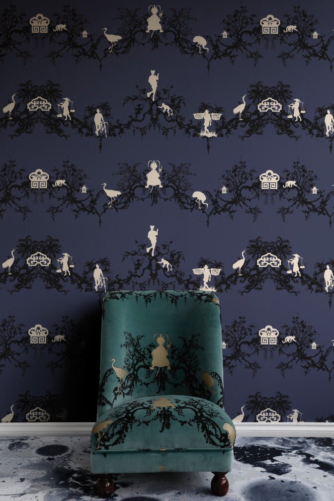 Shuiping De Pillement Superwide Wallpaper - Navy - Timorous Beasties - SWP/SHUP/04 - Premier Wallcovering