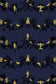 Shuiping De Pillement Velvet Fabric - Black & Pale Gold on Navy - Timorous Beasties - SHUP/8818/05 - Premier Wallcovering