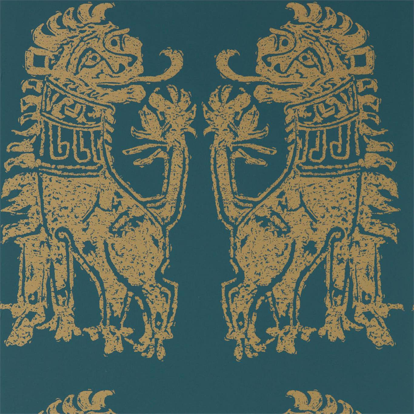 Sicilian Lion Wallpaper - Serpentine/Gold - ZPLW312977 - Zoffany