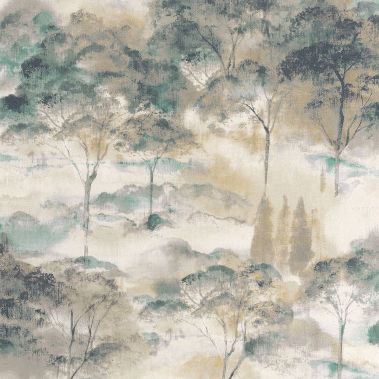 Sila Riverside Wallpaper - Beige Mastic And Bleu Paon - Casadeco - 89556174 - Premier Wallcovering